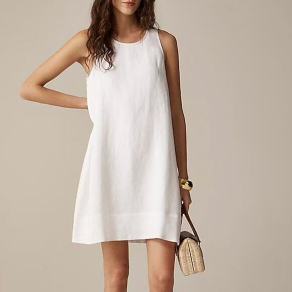 J. Crew Dresses & Skirts - J.Crew Maxine Button Back Linen Dress White Size XS Petite NWT